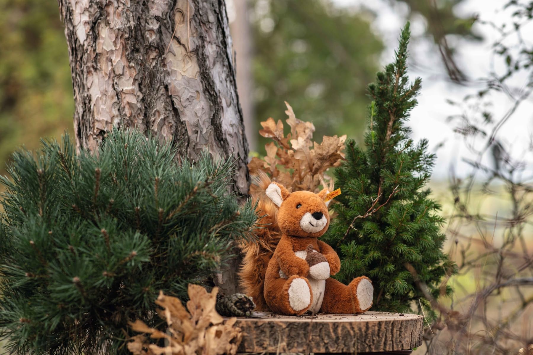 Steiff 045172 Soft Cuddly Friends Phil Eichhörnchen 20cm, rotbraun sitzend, Glazed Ginger